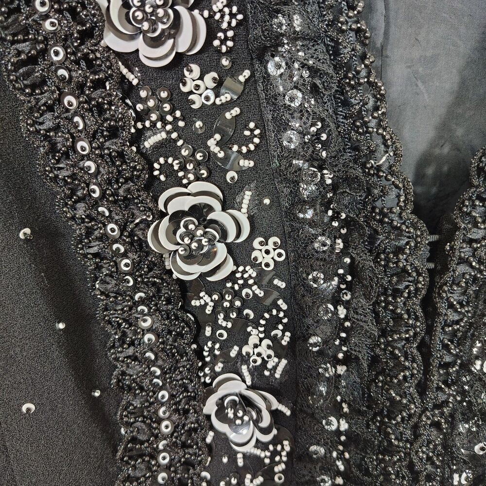 Escada Couture Sequin Beaded Jacket Size 38 Black Floral Evening Cocktail Glam - Picture 9 of 16